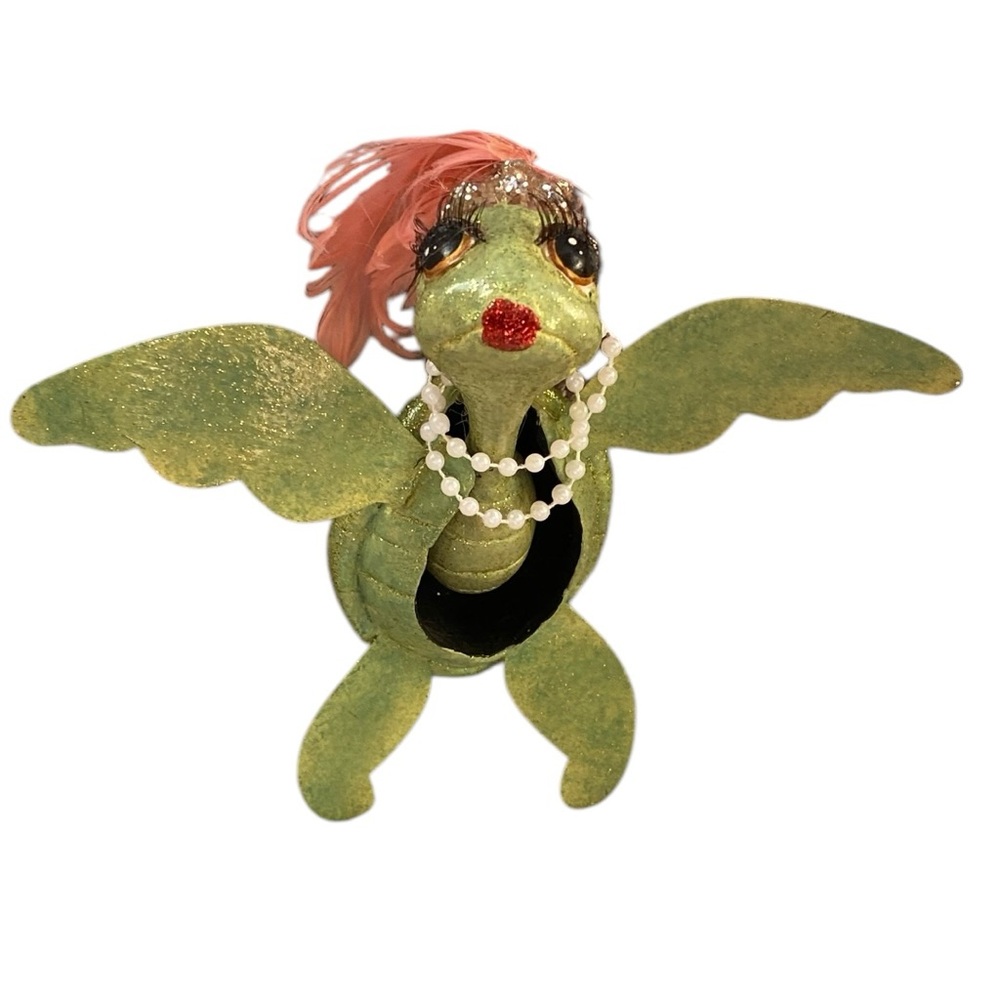 Katherine’s Turtle Collection Green Pink Feather Ornament Great Condition! Rare!